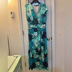Lands' End Blue and White Floral Dress